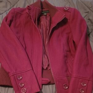Apostrophe Women's Deep Burgundy Bomber Jacket